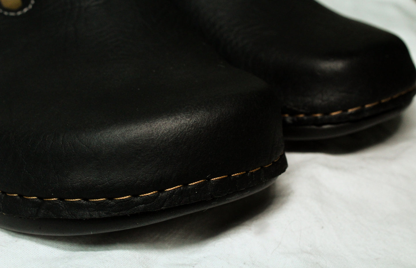 Black Leather Clogs