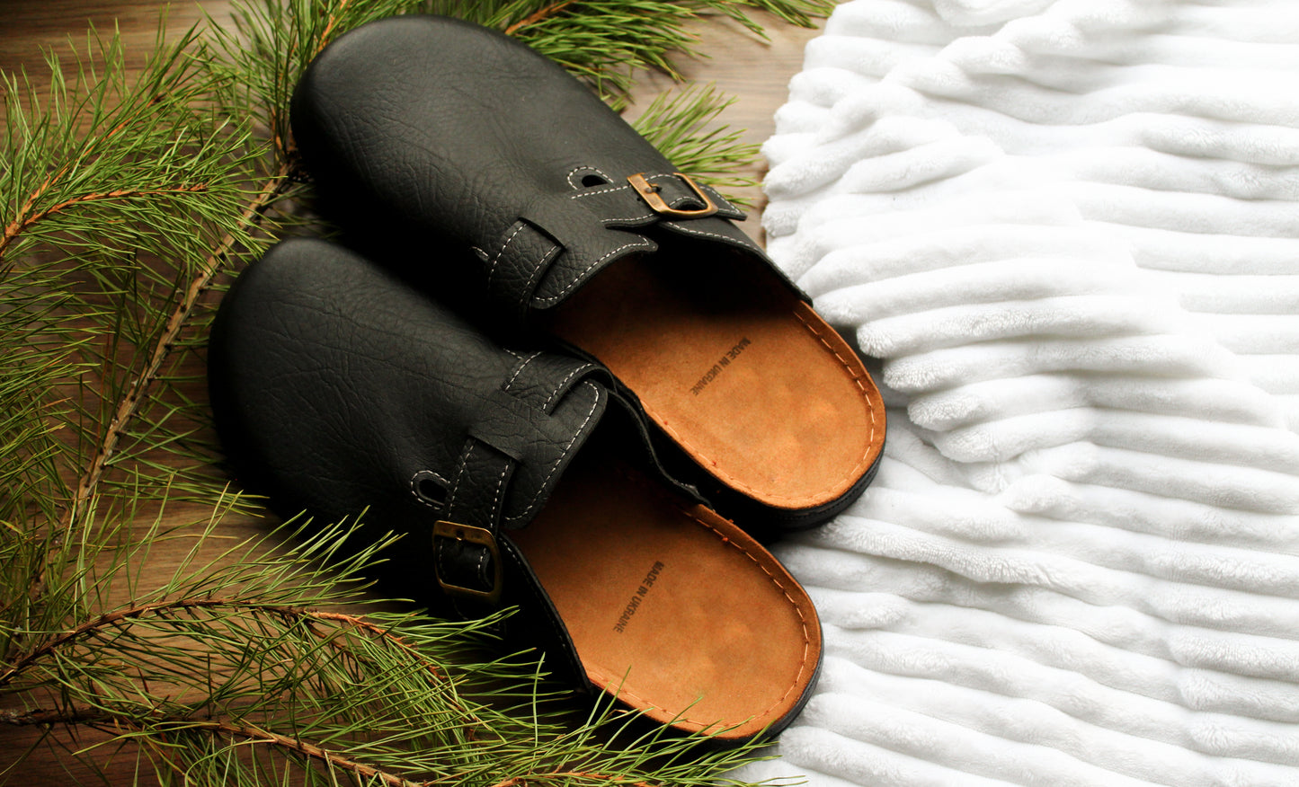 Black Leather Clogs