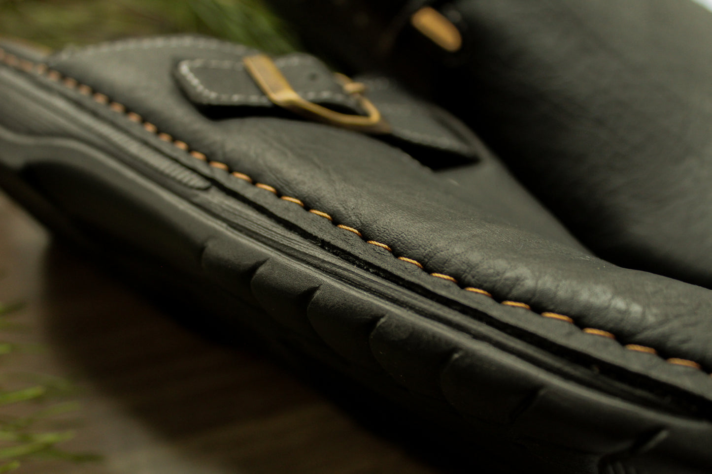 Black Leather Clogs